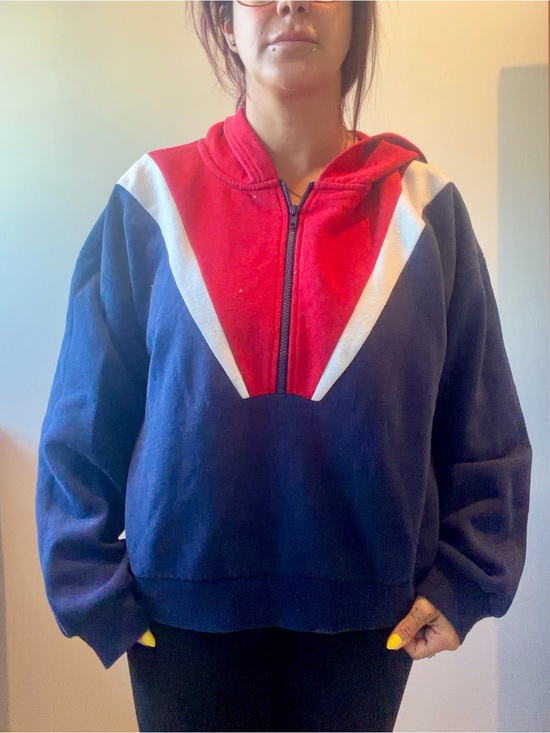 C'est Toi Tops - C'est Toi Its You 3XL Blue Red and White Hoodie‎ Long Sleeves with Zipper Hooded
